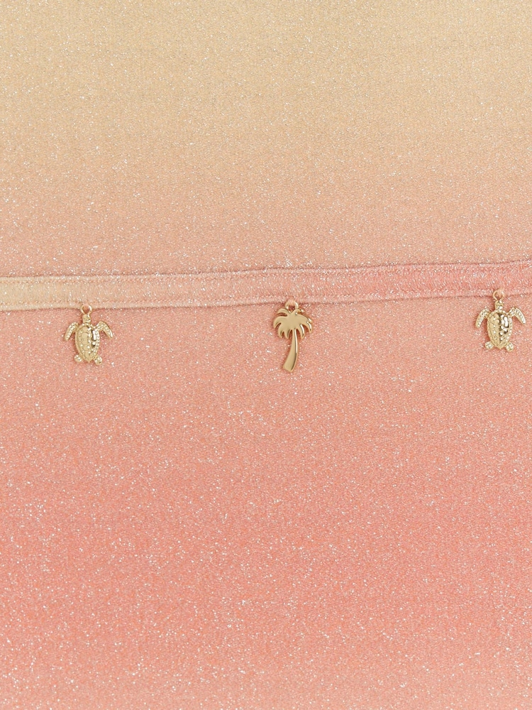 River Island Orange Girls Ombre Glitter Swimsuit - Image 2 of 2
