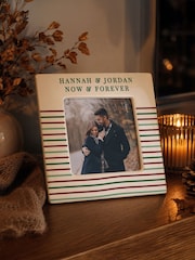 Personalised Stripes Ceramic 4x4 Photo Frame by PMC - Image 1 of 2