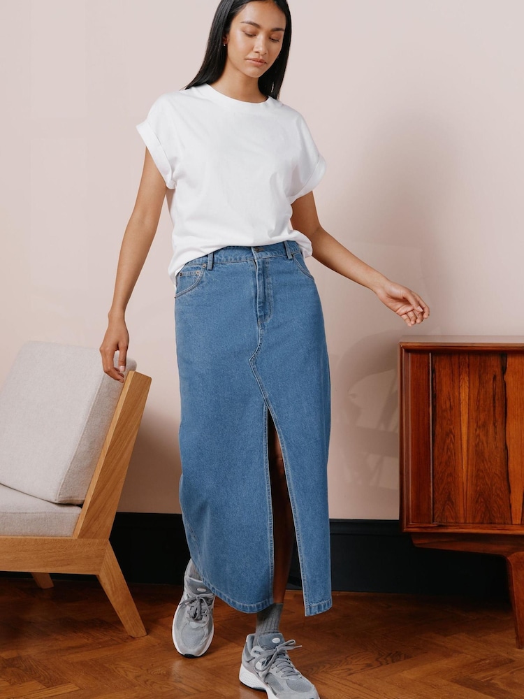 Albaray Blue Denim Midi Skirt - Image 1 of 5