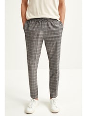 Grey Light Grey Check Formal Joggers - Image 1 of 3