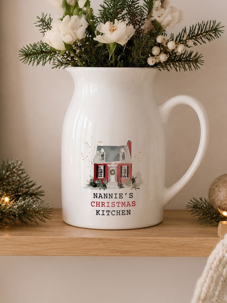 Personalised Christmas House Ceramic Jug Vase by PMC - Image 3 of 3 Personalised Christmas House Ceramic Jug Vase by PMC - Image 3 of 3