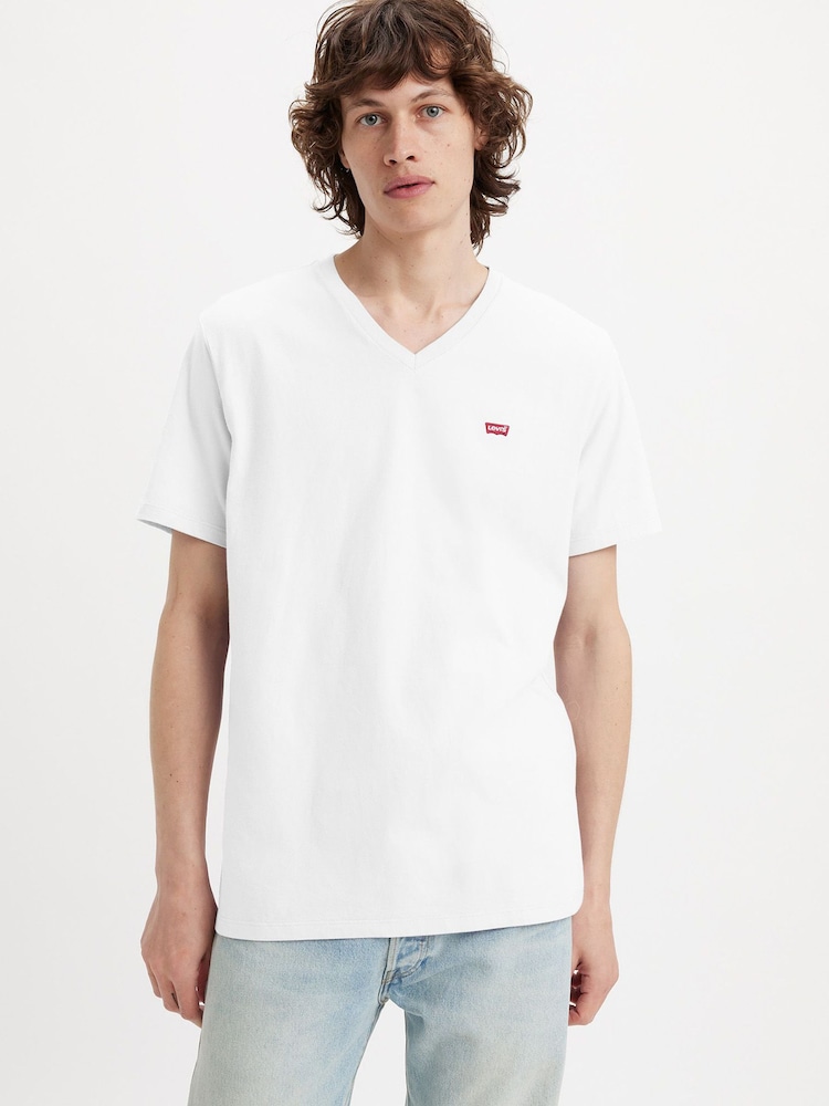 Levi's® White 100% Cotton Original Housemark V-Neck T-Shirt - Image 1 of 5