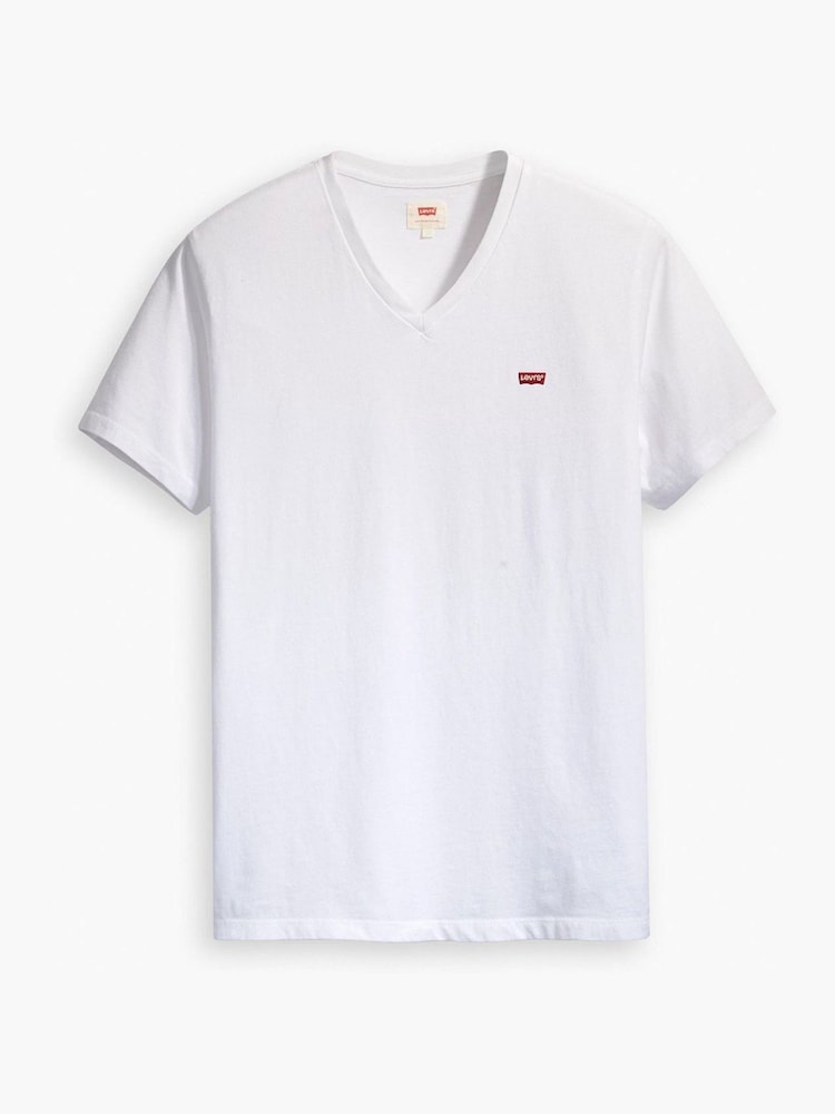 Levi's® White 100% Cotton Original Housemark V-Neck T-Shirt - Image 5 of 5