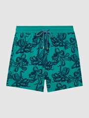 Reiss Turquoise Moorea Vilebrequin Octopus Print Swim Shorts - Image 2 of 5