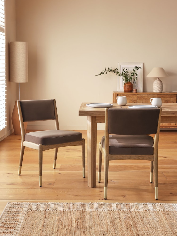 Set of 2 Soft Velvet Chocolate Brown Flinton Dining Chairs - Image 1 of 8