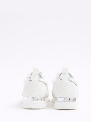 River Island White Girls Denim Diamonte Trainers - Image 2 of 4