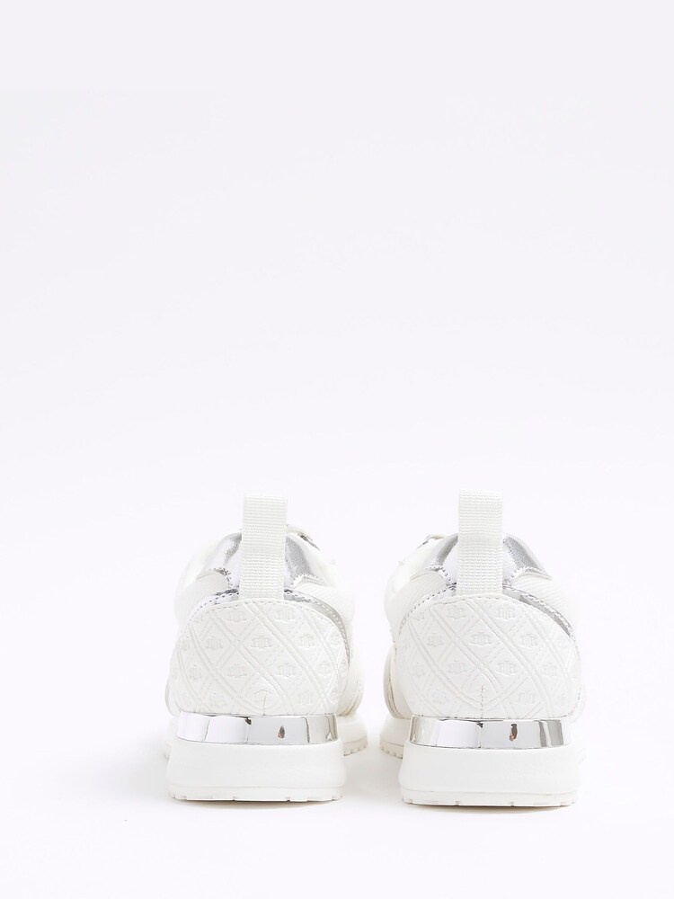 River Island White Girls Denim Diamonte Trainers - Image 2 of 4 River Island White Girls Denim Diamonte Trainers - Image 2 of 4