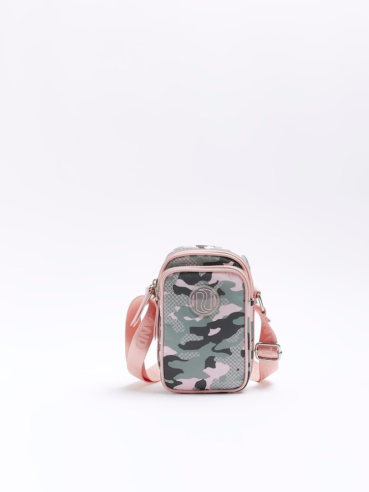River Island Green Girls Nylon Camo Festival Bag - Image 1 of 1