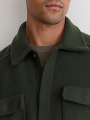 Reiss Forest Green Lockwood Boiled Wool Twin-Pocket Overshirt - Image 6 of 8