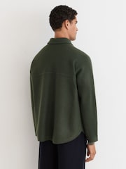 Reiss Forest Green Lockwood Boiled Wool Twin-Pocket Overshirt - Image 7 of 8