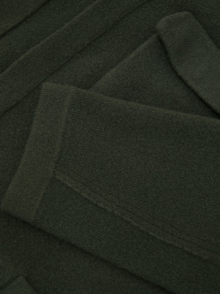 Reiss Forest Green Lockwood Boiled Wool Twin-Pocket Overshirt - Image 8 of 8