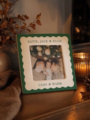 Personalised Scallop Trim Ceramic 4x4 Photo Frame by PMC - Image 1 of 2