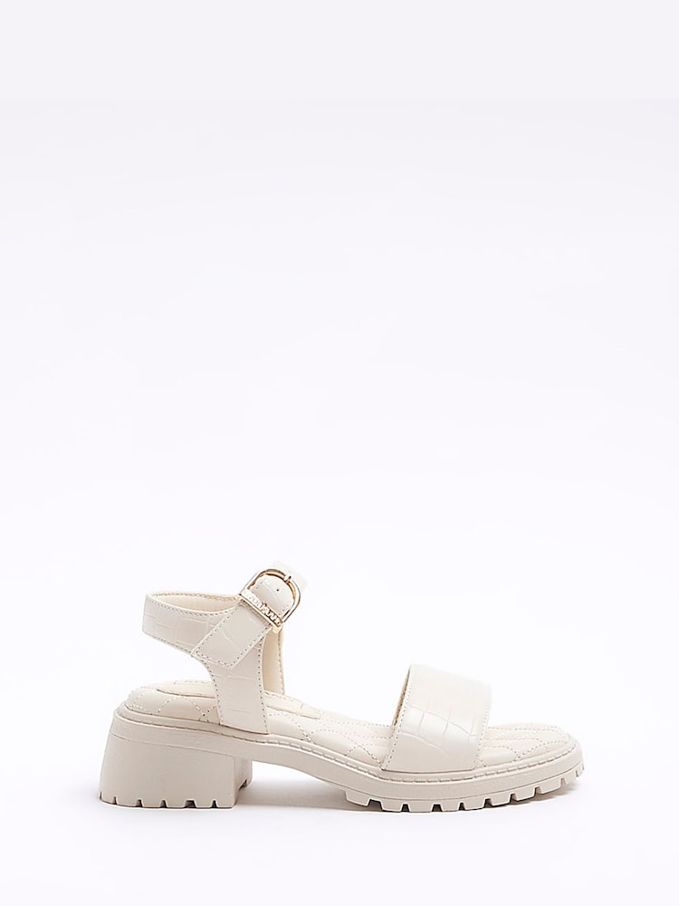 River Island Cream Girls Quilted Chunky Sandals - Image 1 of 4