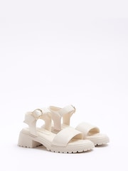 River Island Cream Girls Quilted Chunky Sandals - Image 2 of 4