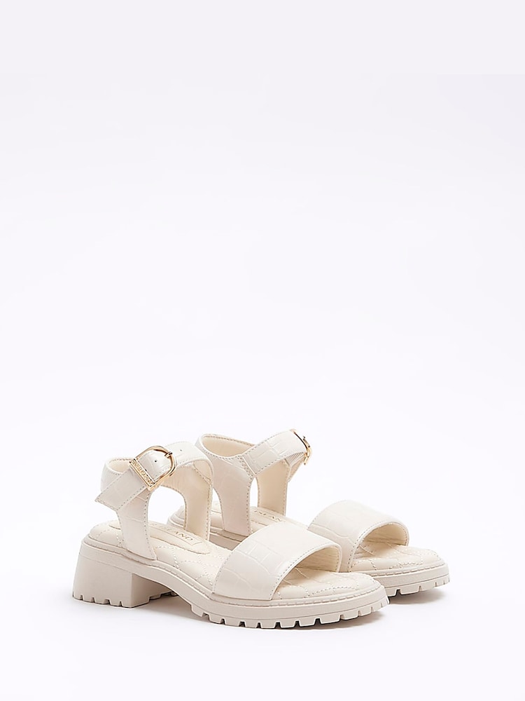 River Island Cream Girls Quilted Chunky Sandals - Image 2 of 4