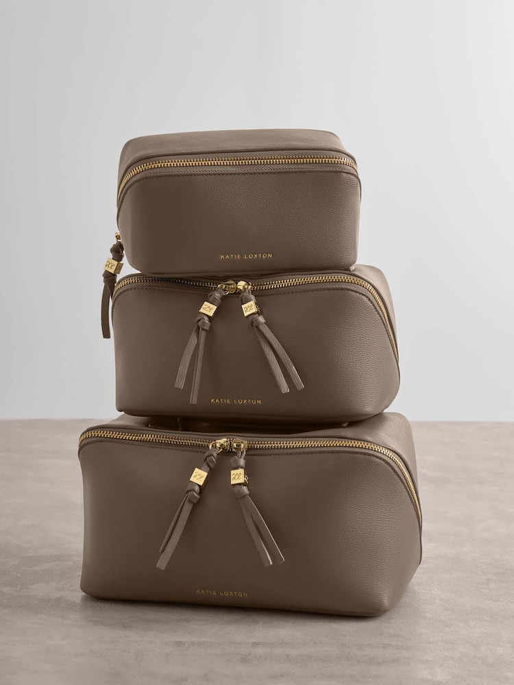 Katie Loxton Brown Soho Medium Make Up / Wash Bag - Image 4 of 4