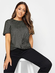 M&Co Black M&Co Angel Sleeve Shimmer Wrap Blouse - Image 1 of 4