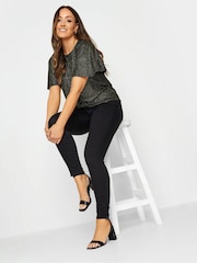 M&Co Black M&Co Angel Sleeve Shimmer Wrap Blouse - Image 2 of 4