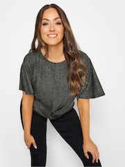 M&Co Black M&Co Angel Sleeve Shimmer Wrap Blouse - Image 4 of 4