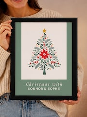 Personalised Christmas Tree Black Framed Poster Print by PMC - Image 1 of 7