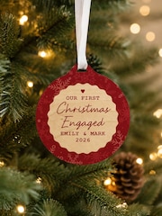 Personalised Scallop Trim Wooden Bauble by PMC - Image 2 of 2
