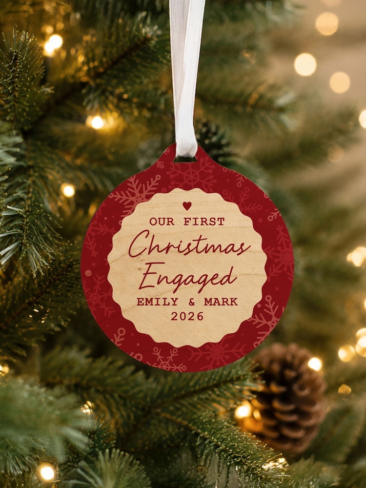 Personalised Scallop Trim Wooden Bauble by PMC - Image 2 of 2 Personalised Scallop Trim Wooden Bauble by PMC - Image 2 of 2