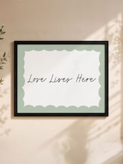 Personalised Sage Scallop Trim Black Framed Poster Print by PMC - Image 4 of 5