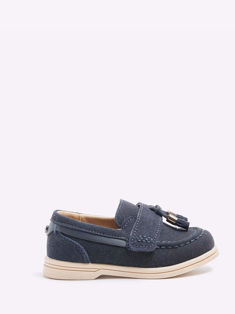 River Island Blue Boys Immy Suedette Tassel Loafers - Image 1 of 4