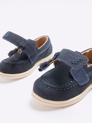 River Island Blue Boys Immy Suedette Tassel Loafers - Image 4 of 4