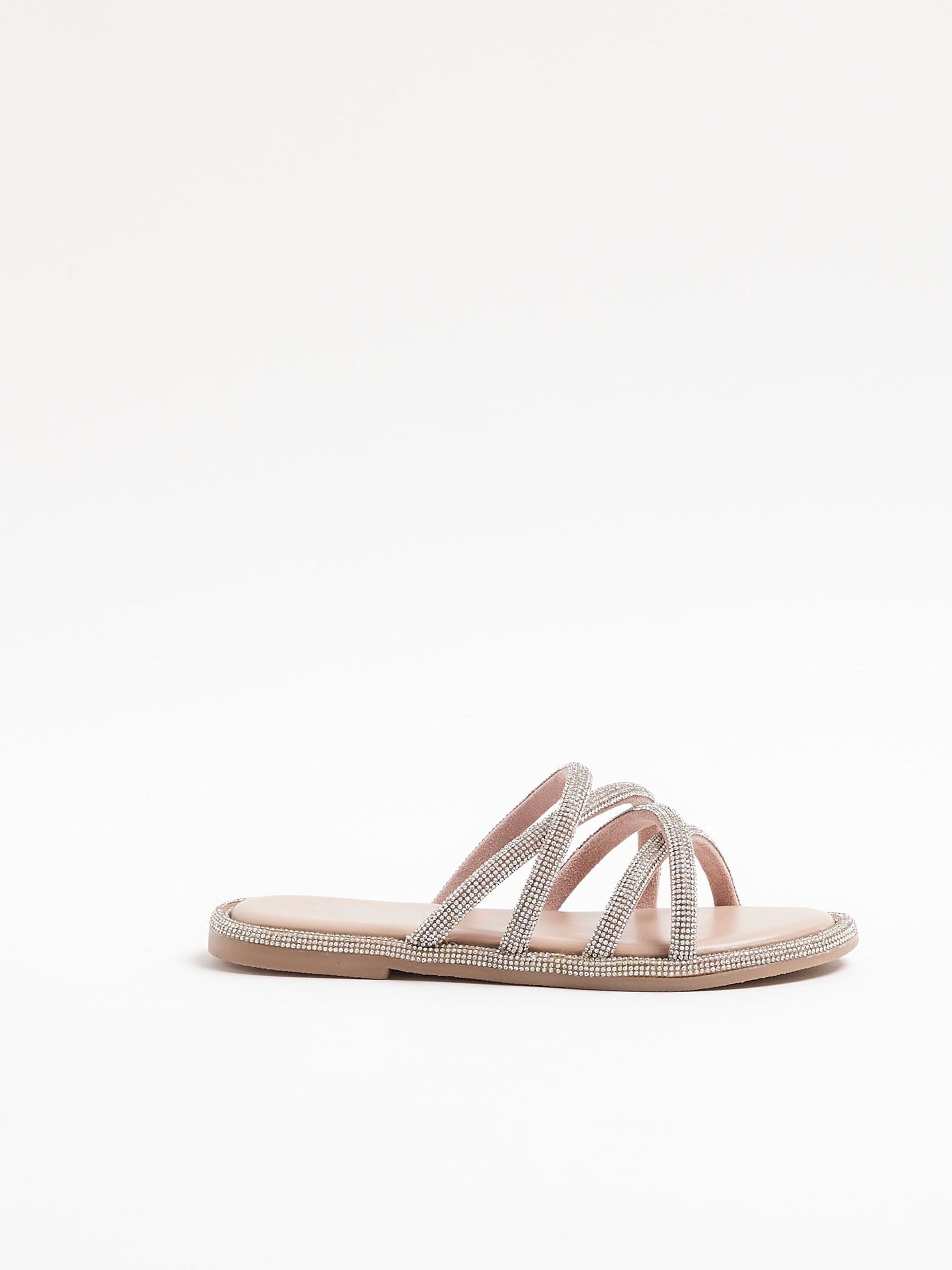 Buy River Island Silver Girls Diamante Cross Over Sandals from Next France