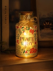 Personalised Peace & Joy LED Glass Jar by PMC - Image 1 of 2