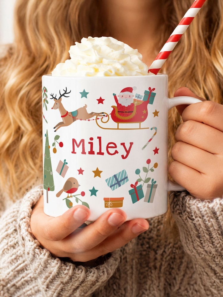 Personalised Christmas Pattern Plastic Mug by PMC - Image 1 of 2 Personalised Christmas Pattern Plastic Mug by PMC - Image 1 of 2