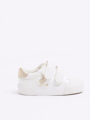 River Island White Girls Gold Glitter Trainers - Image 1 of 4