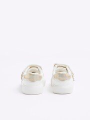 River Island White Girls Gold Glitter Trainers - Image 2 of 4