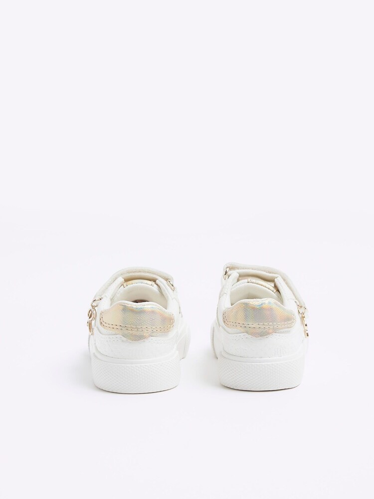 River Island White Girls Gold Glitter Trainers - Image 2 of 4
