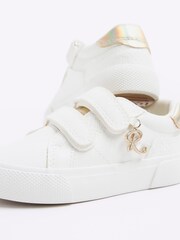River Island White Girls Gold Glitter Trainers - Image 3 of 4