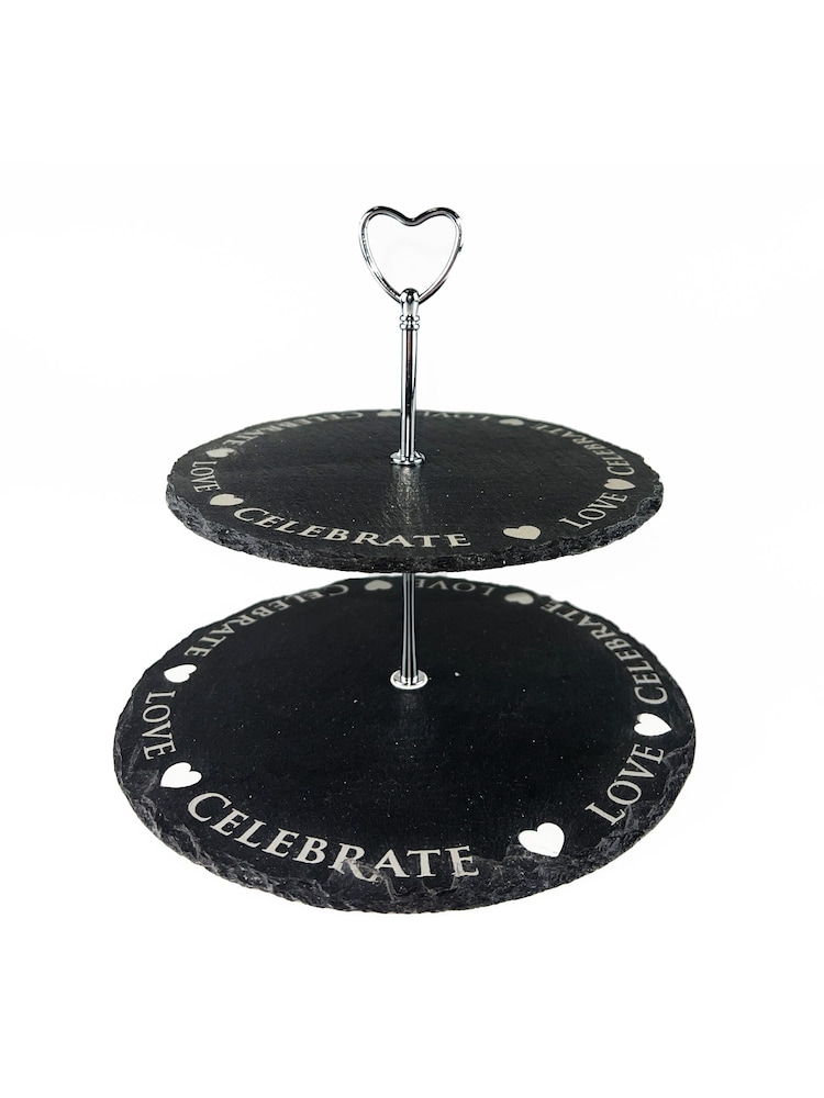 The Just Slate Company Love & Celebrate 2 Tier Serving Stand - Image 2 of 2