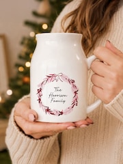 Personalised Christmas Wreath Ceramic Jug Vase by PMC - Image 2 of 3