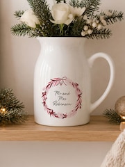 Personalised Christmas Wreath Ceramic Jug Vase by PMC - Image 3 of 3