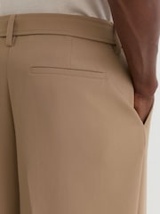 Reiss Camel Brown Atwell Relaxed-Fit Belted Trousers - Image 6 of 7