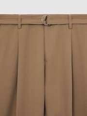 Reiss Camel Brown Atwell Relaxed-Fit Belted Trousers - Image 7 of 7