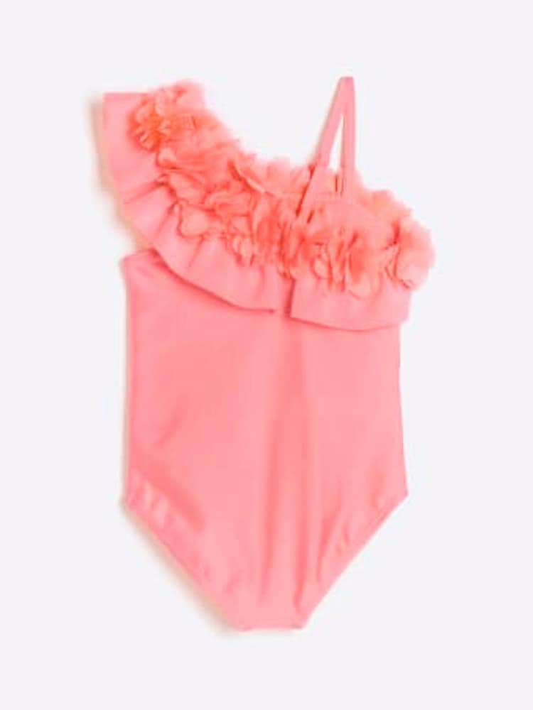 River Island Pink Chrome Girls Floral Swimsuit - Image 2 of 4 River Island Pink Chrome Girls Floral Swimsuit - Image 2 of 4