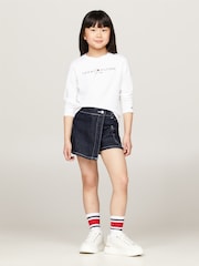 Tommy Hilfiger White Girls Essential Long Sleeve 100% Cotton T-Shirt - Image 1 of 5