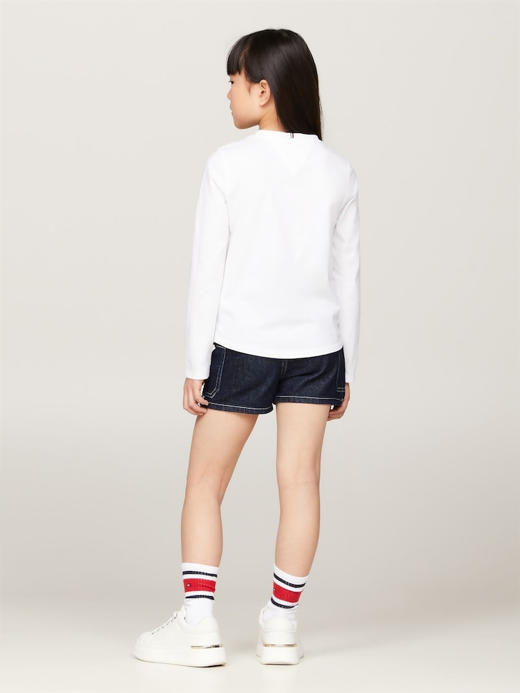 Tommy Hilfiger White Girls Essential Long Sleeve 100% Cotton T-Shirt - Image 2 of 5