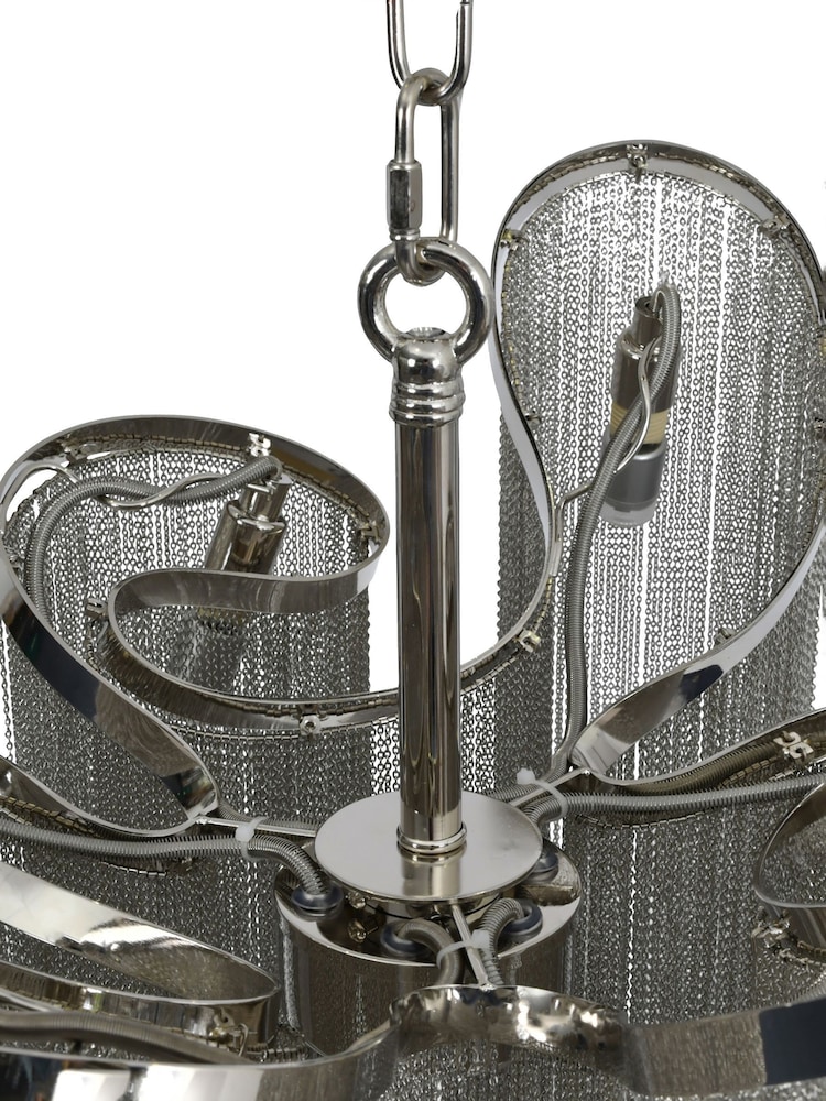 Libra Interiors Silver Small Niagara Chain 6 Bulb Pendant Ceiling Light - Image 4 of 4