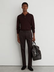 aubergine poupre - Pantalons ajustés en coton mélangé avec ajusteur latéral Reiss Float - Image 1 de 6