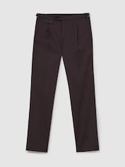 aubergine poupre - Pantalons ajustés en coton mélangé avec ajusteur latéral Reiss Float - Image 2 de 6