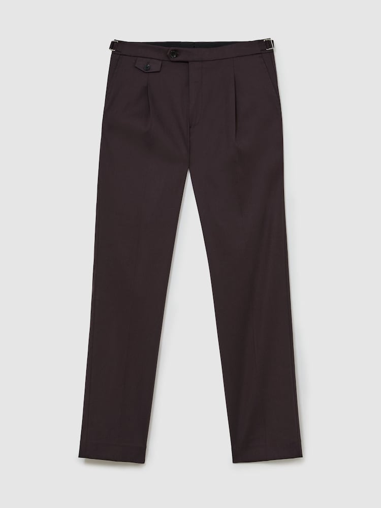 aubergine poupre - Pantalons ajustés en coton mélangé avec ajusteur latéral Reiss Float - Image 2 de 6