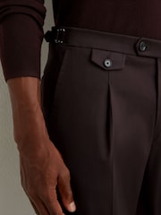 aubergine poupre - Pantalons ajustés en coton mélangé avec ajusteur latéral Reiss Float - Image 4 de 6