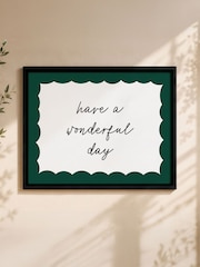 Personalised Green Scallop Trim Black Framed Poster Print by PMC - Image 1 of 5
